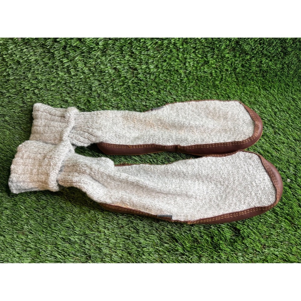 Acorn Mens Slipper Socks Gray Ragg Wool Suede Sole Size 10.5-11.5 House Shoes